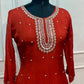 Saffron Glow Chinon Embroidered Anarkali Suit Set (RT1282)