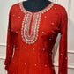Saffron Glow Chinon Embroidered Anarkali Suit Set (RT1282)