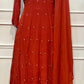 Saffron Glow Chinon Embroidered Anarkali Suit Set (RT1282)