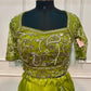 Luminous Lime Green Embroidered Satin Lehenga Set with Draped Dupatta (RT1297)