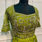 Luminous Lime Green Embroidered Satin Lehenga Set with Draped Dupatta (RT1297)