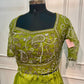 Luminous Lime Green Embroidered Satin Lehenga Set with Draped Dupatta (RT1297)
