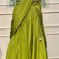 Luminous Lime Green Embroidered Satin Lehenga Set with Draped Dupatta (RT1297)