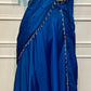 Royal Sapphire Blue Embroidered Satin Lehenga Set with Draped Dupatta (RT1296)