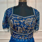 Royal Sapphire Blue Embroidered Satin Lehenga Set with Draped Dupatta (RT1296)