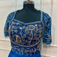 Royal Sapphire Blue Embroidered Satin Lehenga Set with Draped Dupatta (RT1296)