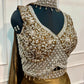 Regal Chocolate Bronze Floral Embroidered Metallic Lehenga Choli Set with Sheer Dupatta (RT1287)