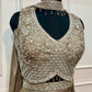 Opulent Antique Gold Floral Embroidered Jacquard Lehenga Choli Set with Designer Dupatta (RT1286)