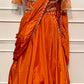 Vibrant Sunset Orange Embroidered Satin Lehenga Set with Draped Dupatta (RT1298)
