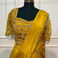 Regal Golden Mustard Embroidered Satin Lehenga Set with Draped Dupatta (RT1299)