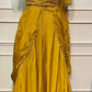 Regal Golden Mustard Embroidered Satin Lehenga Set with Draped Dupatta (RT1299)