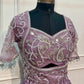 Enchanting Lavender Lilac Embroidered Satin Lehenga Set with Draped Dupatta (RT1300)