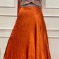 Royal Burnt Orange Embroidered Brocade Lehenga Choli Set with Sheer Dupatta (RT1283)