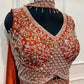 Royal Burnt Orange Embroidered Brocade Lehenga Choli Set with Sheer Dupatta (RT1283)