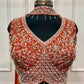 Royal Burnt Orange Embroidered Brocade Lehenga Choli Set with Sheer Dupatta (RT1283)