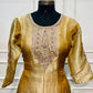 Golden Glow Embroidered Salsa Kurta Set with Striped Dupatta (RT1310)
