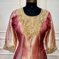 Blush Pink Salsa Silk Embroidered Anarkali Set with Striped Dupatta (RT1312)