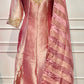 Blush Pink Salsa Silk Embroidered Anarkali Set with Striped Dupatta (RT1312)