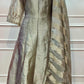 Champagne Grey Salsa Silk Embroidered Anarkali Set with Striped Dupatta(RT1313)