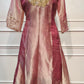 Rose Pink Salsa Silk Embroidered Anarkali Set with Striped Dupatta (RT1314)
