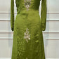 Olive Green Royale Embroidered Chinon A-Line Kurta Set (RT1322)