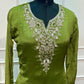 Olive Green Royale Embroidered Chinon A-Line Kurta Set (RT1322)