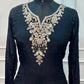 Midnight Black Grace Embroidered Chinon A-Line Kurta Set (RT1321)