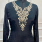 Midnight Black Grace Embroidered Chinon A-Line Kurta Set (RT1321)