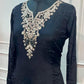 Midnight Black Grace Embroidered Chinon A-Line Kurta Set (RT1321)