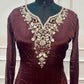 Burgundy Elegance Embroidered Chinon A-Line Kurta Set (RT1320)