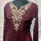 Burgundy Elegance Embroidered Chinon A-Line Kurta Set (RT1320)