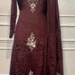 Burgundy Elegance Embroidered Chinon A-Line Kurta Set (RT1320)