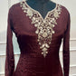 Burgundy Elegance Embroidered Chinon A-Line Kurta Set (RT1320)