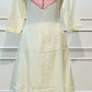 Cream White Embroidered Mull Chanderi A-Line Suit Set (RT1326)