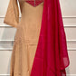 Sandalwood Embroidered Mull Chanderi A-Line Suit Set (RT1327)