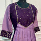 Dark Purple & Light Purple Embroidered Mull Chanderi A-Line Suit Set (RT1335)