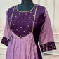 Dark Purple & Light Purple Embroidered Mull Chanderi A-Line Suit Set (RT1335)