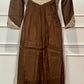 Chocolate Brown & Beige Embroidered Mull Chanderi A-Line Suit Set (RT1334)