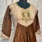 Chocolate Brown & Beige Embroidered Mull Chanderi A-Line Suit Set (RT1334)
