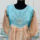 Sky Blue & Peach Embroidered Mull Chanderi A-Line Suit Set (RT1333)