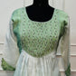 Sage Green & Ivory White Embroidered Mull Chanderi A-Line Suit Set (RT1331)