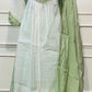 Sage Green & Ivory White Embroidered Mull Chanderi A-Line Suit Set (RT1331)