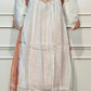 Ivory White & Peach Embroidered Mull Chanderi A-Line Suit Set (RT1330)