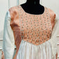 Ivory White & Peach Embroidered Mull Chanderi A-Line Suit Set (RT1330)