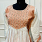 Ivory White & Peach Embroidered Mull Chanderi A-Line Suit Set (RT1330)