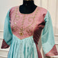Rose Aqua Blossom Mull Chanderi Embroidered Anarkali Suit Set (RT1336)