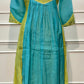 Lime Turquoise Bloom Mull Chanderi Embroidered Anarkali Suit Set (RT1337)