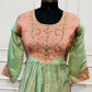 Mint Peach Floral Grace Mull Chanderi Embroidered Anarkali Suit Set (RT1338)