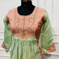 Mint Peach Floral Grace Mull Chanderi Embroidered Anarkali Suit Set (RT1338)