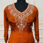 Burnt Orange Embroidered Chinon Sharara Suit Set (RT1351)